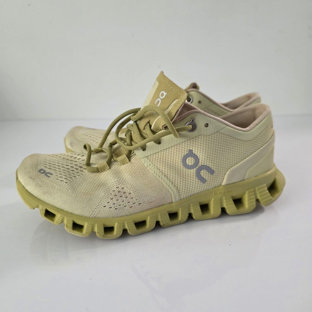 On Cloud X Running Shoes Hay Dust Yellow Mesh Athletic Sneakers Womens 6.5 - Picture 5 of 9